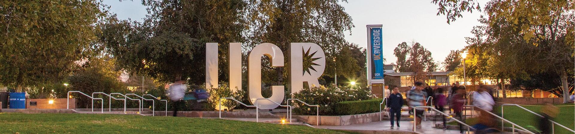 UCR's logo bathed in the afternoon sun